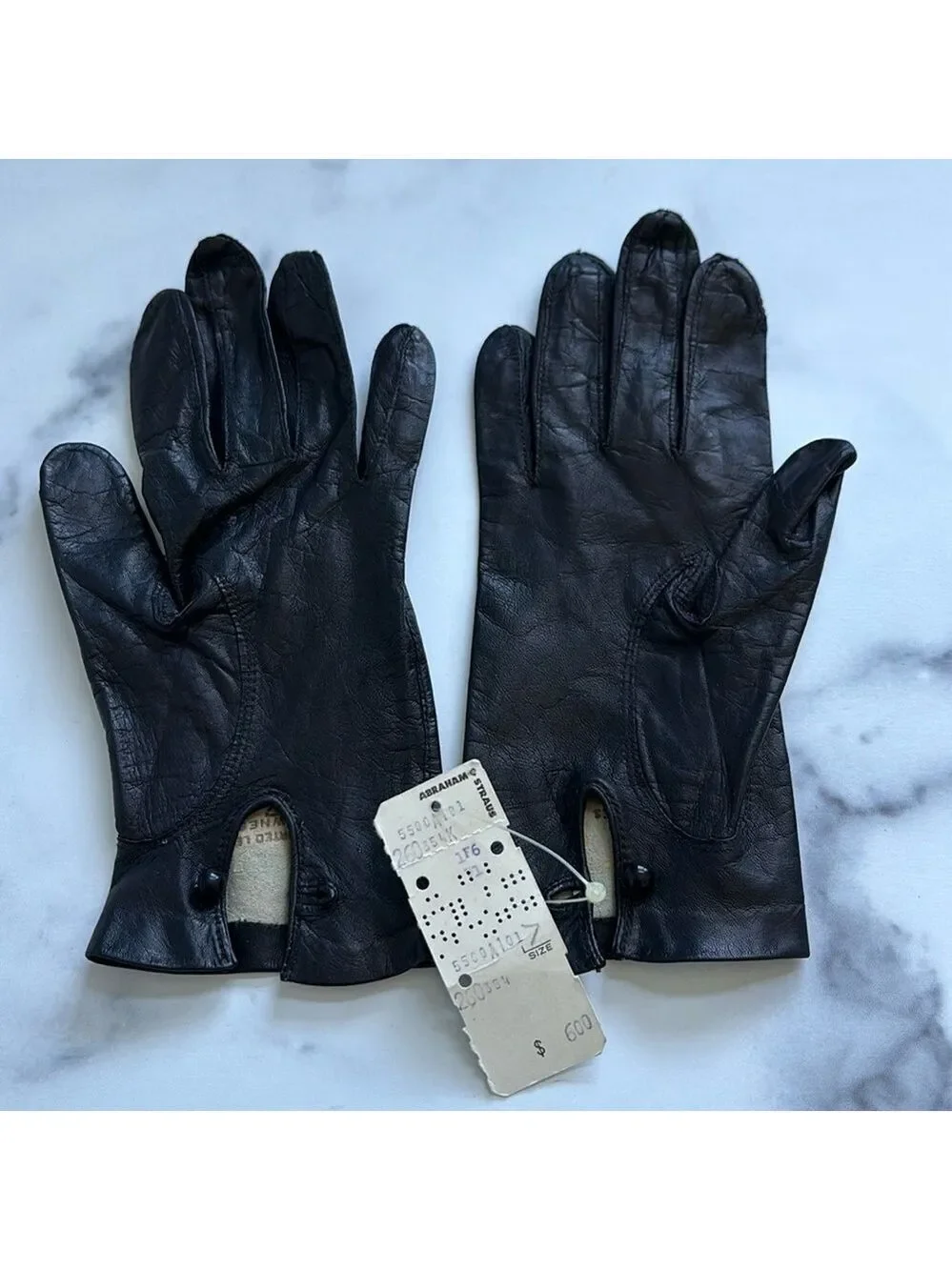 Fownes Vintage Driving Riding Black Leather Gloves Size 7 fits smaller